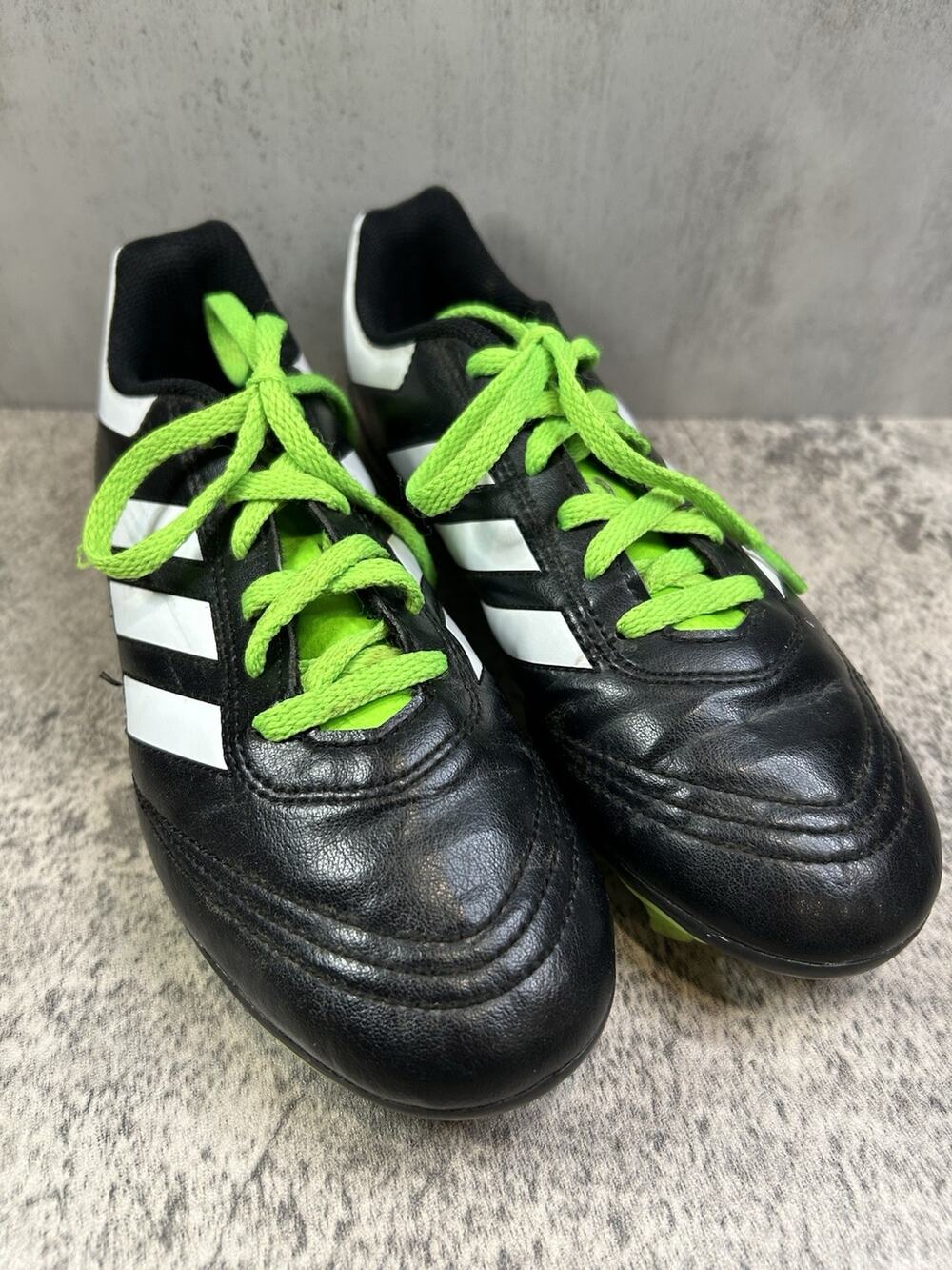 Adidas Goletto Soccer Cleats Mens Sz 3 Shoes BB0570 Black With Green
